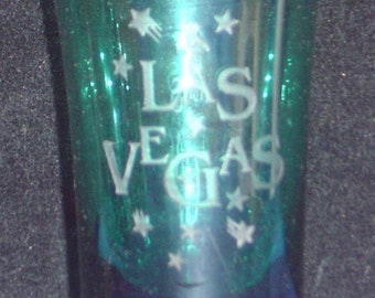 Las Vegas, NV with Stars on 1oz Green Glass Shot Glass - NEW