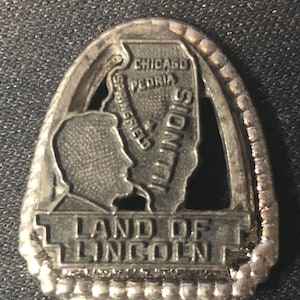 Illinois, Land of Lincoln mit State Map und Lincoln Profil (oben) auf Souvenirlöffel - gebraucht