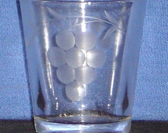Vintage Etched Grape Design 2 1/4" H Clear Glass Shot Glasses 1930s Set of  5 - Etsy