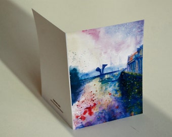 Bristol Pero&#39;s Bridge Watercolor Card: Impressionist Art Gift