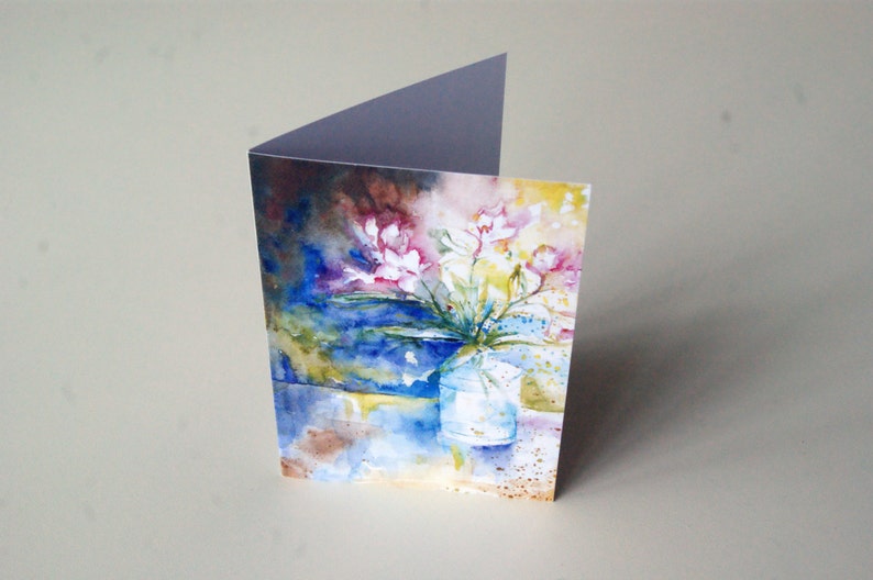 SALE 4 Floral Greeting Watercolor cards set Flower Print Floral Watercolour card Original Impressionist Colorful Gift ideas Christmas Sale