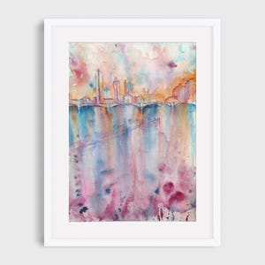 London Skyline view, Original Watercolour, Wall Art Painting of London, Easter Personalised gift for her for him