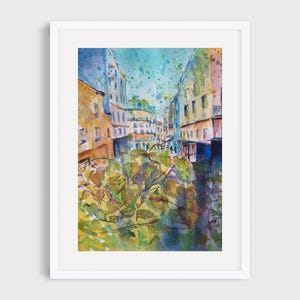 Paris Canal Saint-Martin Watercolor Painting: Original Wall Art