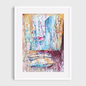 Edinburgh Window Watercolor Painting: Abstract Scottish Wall Art