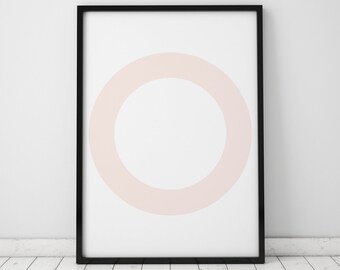 O Letter Poster Blush Pink, Initial Wall Art, Scandinavian Art, Scandinavian Poster, Initial Poster O, O Letter Print, INSTANT DOWNLOAD