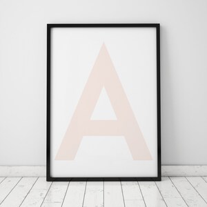 Una carta Blush rosa, arte inicial de la pared, arte escandinavo, cartel escandinavo, cartel inicial L carta cartel, L carta, descarga instantánea