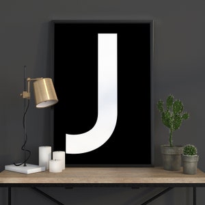 J Impresión de letras, Arte de pared inicial, Arte escandinavo, Cartel escandinavo, Cartel inicial J Cartel de la carta, Impresión de letras J, DESCARGA INSTANTE