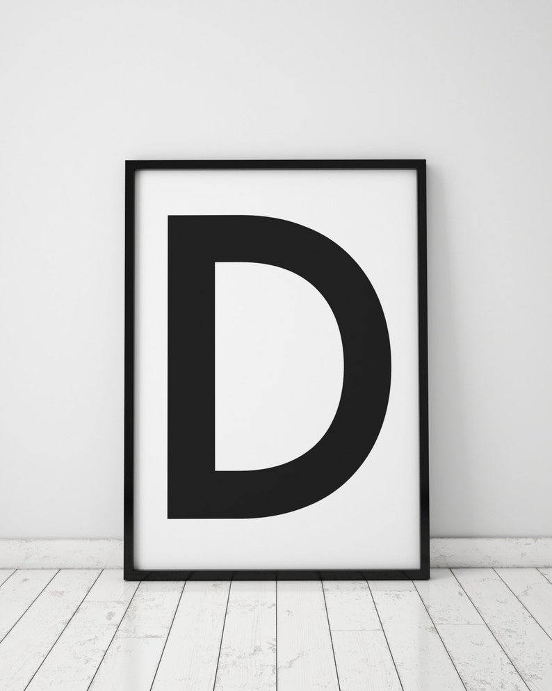 D Letter Print Initial Wall Art Scandinavian Art - Etsy