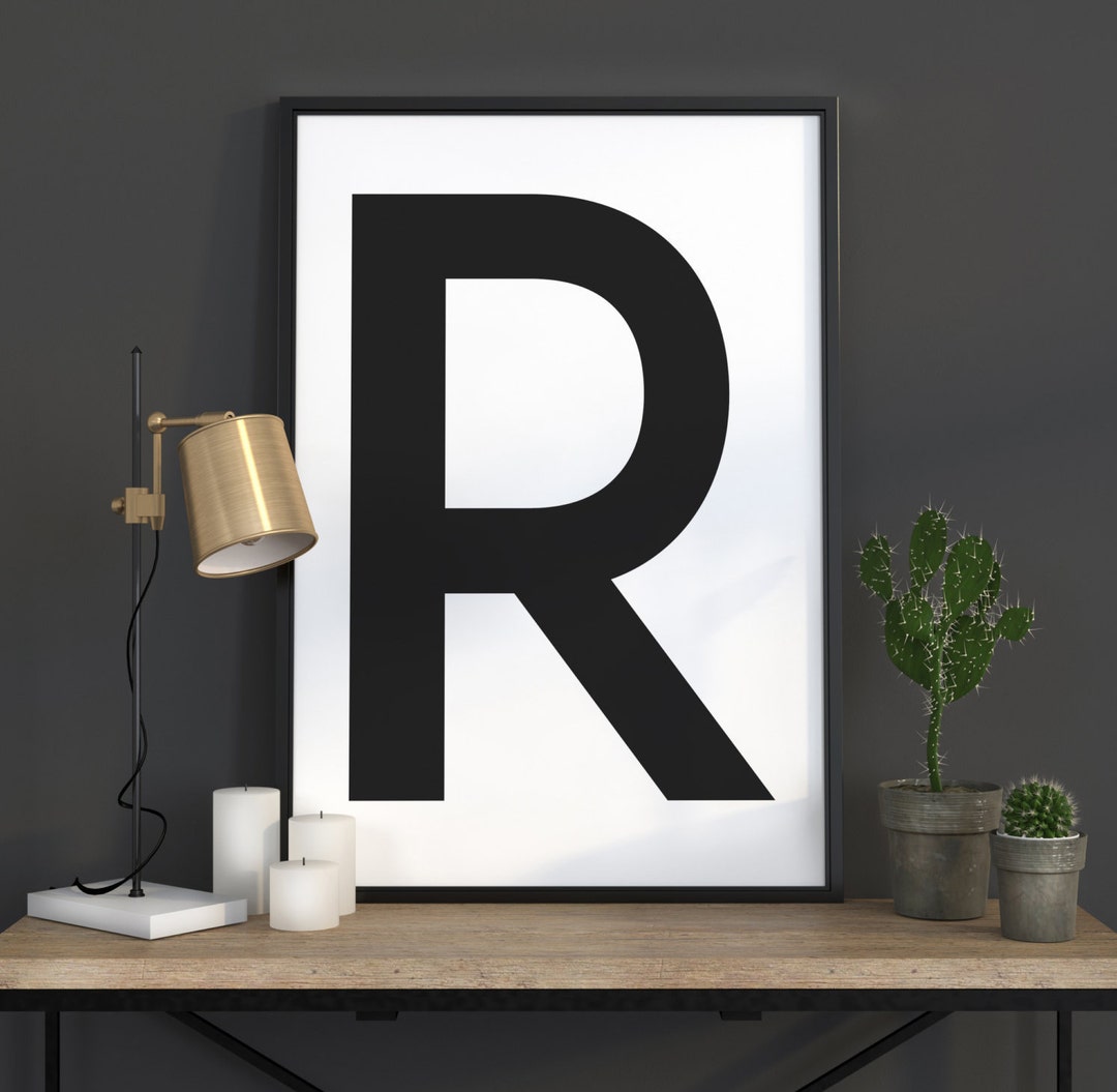 R Letter Print, Initial Wall Art, Scandinavian Art, Scandinavian Poster ...