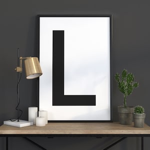L Impresión de letras, Arte de pared inicial, Arte escandinavo, Cartel escandinavo, Cartel inicial L Cartel, L Impresión de letras, DESCARGA INSTANTE