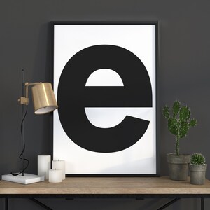 e Impresión de cartas, Arte de pared inicial, Arte escandinavo, Cartel escandinavo, Cartel inicial y cartel de la carta, impresión de letras e, DESCARGA INSTANTÁNEA
