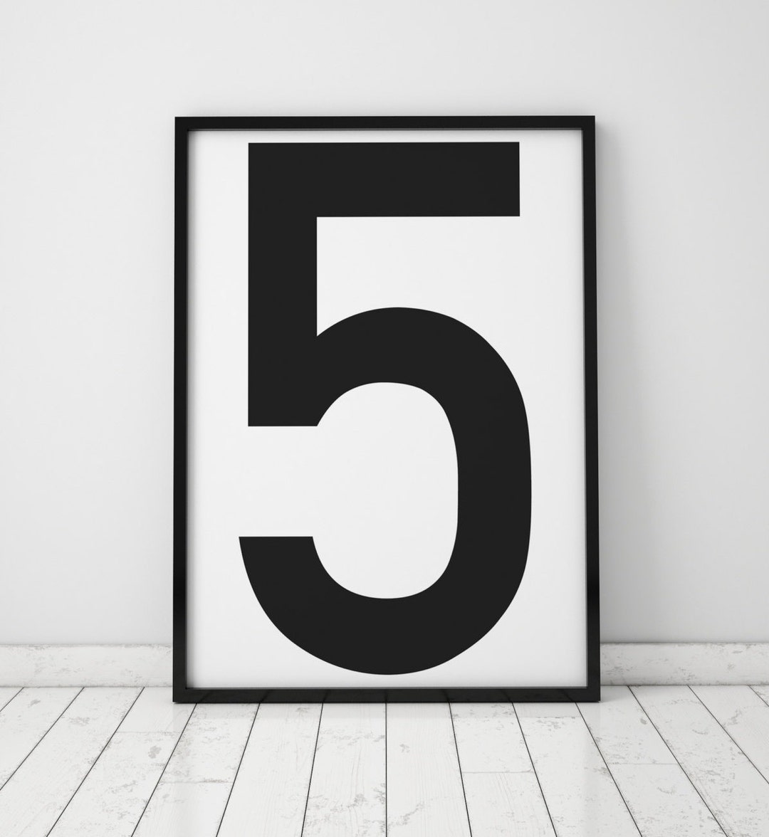 Number 5 Print, 5 Wall Art, Scandinavian Art, Scandinavian Poster ...