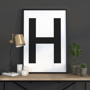 H Letter Print, Initial Wall Art, Scandinavian Art, Scandinavian Poster, Initial Poster H Letter Poster, H Letter Print, INSTANT DOWNLOAD