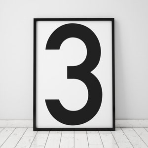 Number 3 Print, Wall Art, Scandinavian Art, Scandinavian Poster, number 3 Poster, Number 3 Print, INSTANT DOWNLOAD