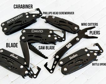 Men Personalized Knife Groomsman Gift Brother Wedding Best Man Engraved Name Pliers Carabiner Multi Tool