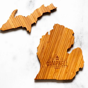 Personalized Michigan State Shaped Cutting Board | 16 Options