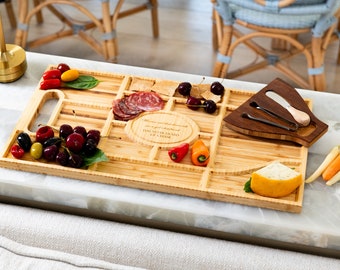 Personalized Charcuterie Board with Handles and Utensil Holder