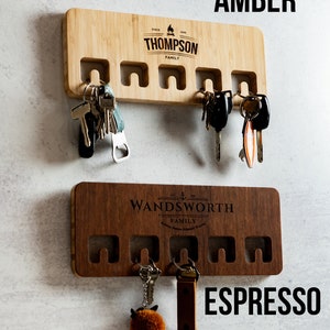 Wood Wall Mount for Keychains Personalized Engraved Family Names - Etsy