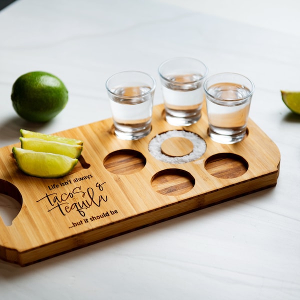 Personalized Round O' Shots Board - Custom Engraving