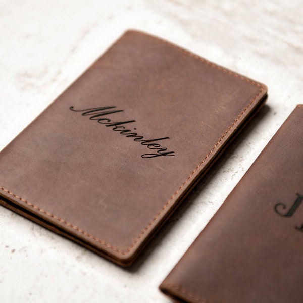 Personalized Leather Passport Cover Holder by Left Coast Original