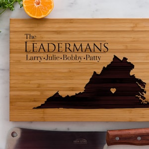 Personalized Virginia State Engraved Cutting Board