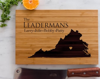 Personalized Virginia State Engraved Cutting Board