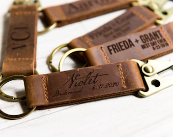 Groom Best Man Groomsmen Personalized Gift - The San Ann Leather Keychain