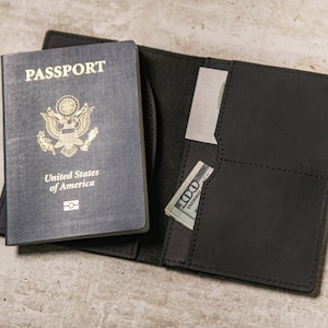 Personalized Leather Passport Cover Holder by Left Coast Original