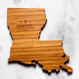 Personalized Louisiana State Shaped Cutting Board | 16 Options