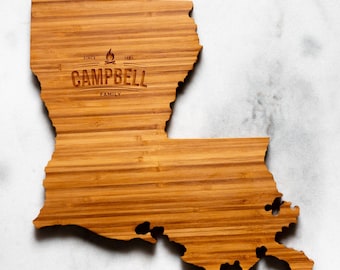 Personalized Louisiana State Shaped Cutting Board | 16 Options