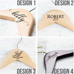 Wedding Dress Hangers Personalized Calligraphy Bride Bridesmaid Gift for the Couple Matron Engraved image 2