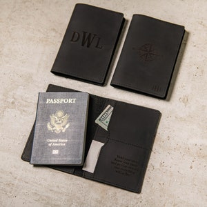 Personalized Leather Passport Cover Holder by Left Coast Original