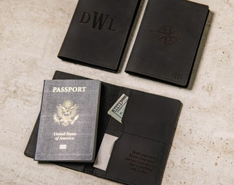Personalized Leather Passport Cover Holder by Left Coast Original
