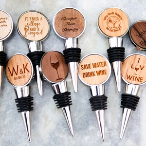 Personalized Circle Metal Wine Bottle Stoppers, Wedding Favors by Left Coast Original image 3