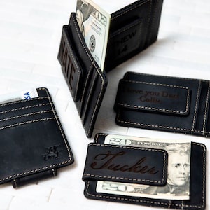 Personalized Leather Magnetic Money Clip The Sanibel by Left Coast Original …