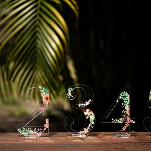 Acrylic Table Numbers - Floral and Vine