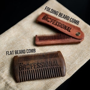 Personalized Beard Comb Custom Engraved Flat or Folding Design Available image 4