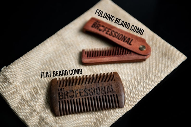 Personalized Beard Comb Custom Engraved Flat or Folding Design Available image 4