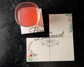 Personalized Wedding Gift - Printed Floral and Vine Artwork Limestone Coaster