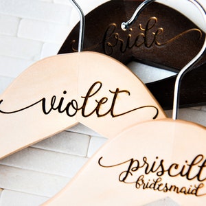 Quantity Discount Wedding Dress Hangers Personalized Calligraphy Bride Bridesmaid Groomsman Matron Engraved