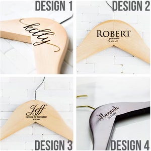 Personalized Wedding Dress Hangers Calligraphy Bride Bridesmaid Groomsman Gift for Couple Matron Maid of Honor Engraved Black Friday Sale image 2