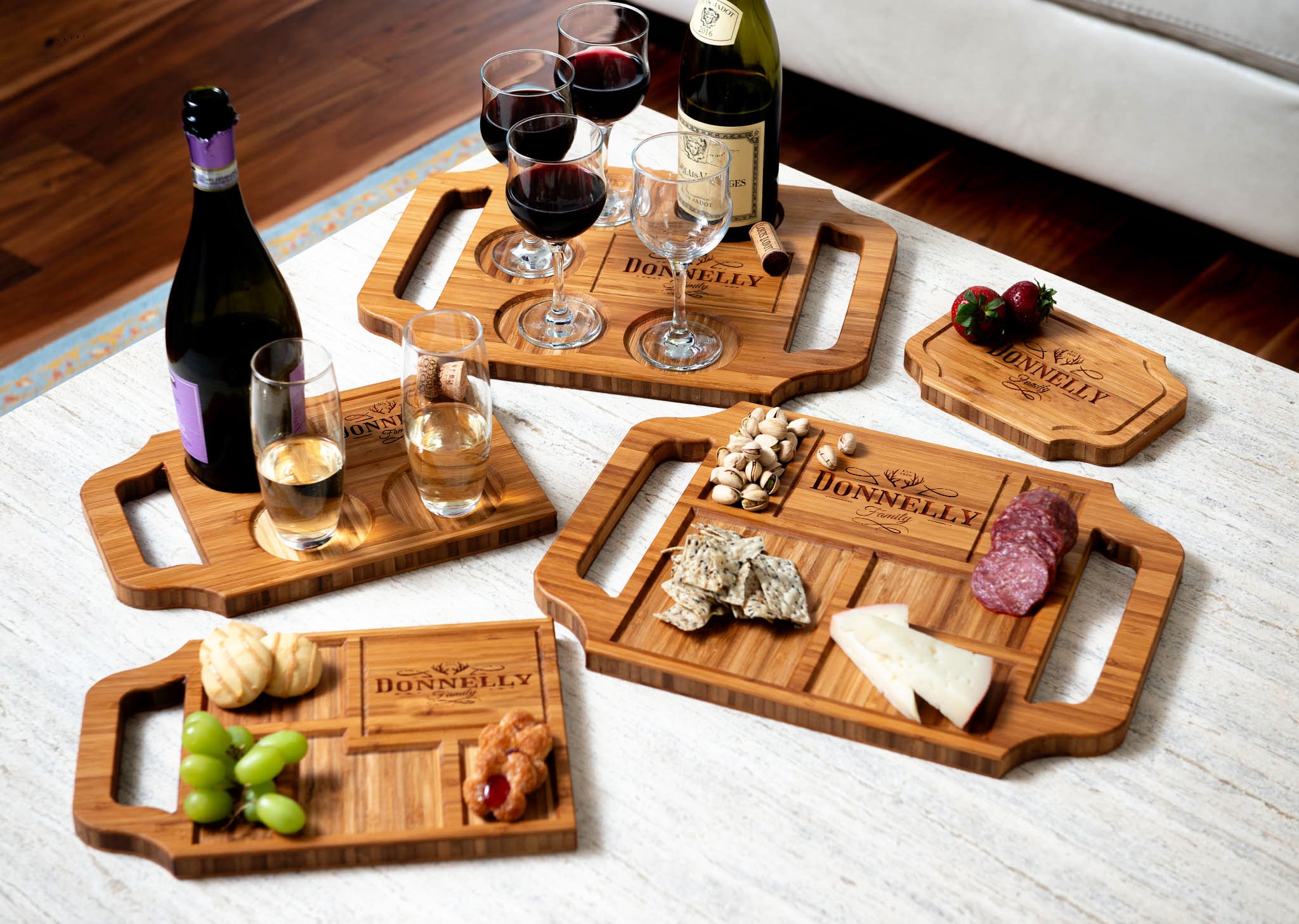 Gifts for Couples - Personalized Charcuterie Boards and Wine Trays - 5 Styles and Gift Sets Available