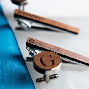 Personalized Wedding Cufflinks and Tie Clip Gift Box Set, Groomsmen Gift Set image 6