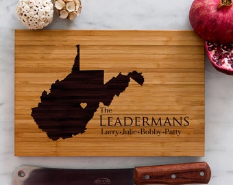 Personalized West Virginia State Engraved Cutting Board