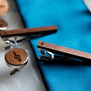 Personalized Wedding Cufflinks and Tie Clip Gift Box Set, Groomsmen Gift Set image 1