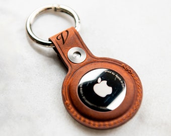 Leather AirTag Holder Personalized Keychain