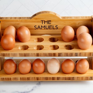 Plateau personnalisé pour lit d'oeufs - Support de présentation d'étagères empilable pour la cuisine - Rangement frais de la ferme - Support décoratif