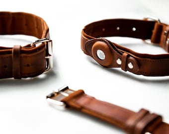 Pup of Honor - AirTag Distressed Leather Pet Collar