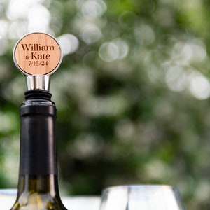 Personalized Circle Metal Wine Bottle Stoppers, Wedding Favors by Left Coast Original image 9