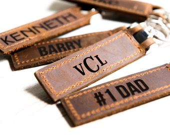 Groom Best Man Groomsmen Personalized Gift - Engraved Distressed Leather Keychain